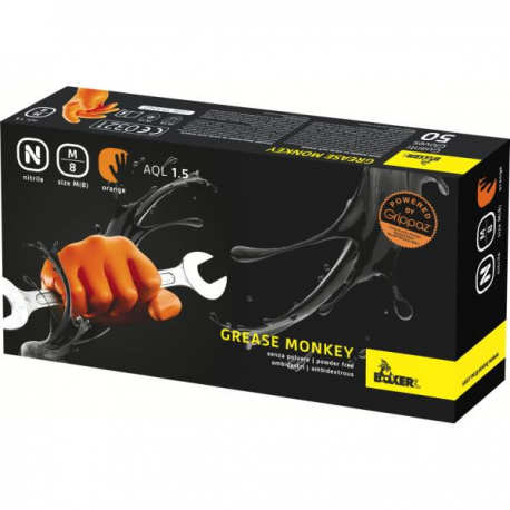 GUANTI NITRILE GREASE MONKEY ARANCIONE TG.M